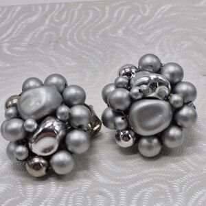 Elegant Silver Cluster Earrings